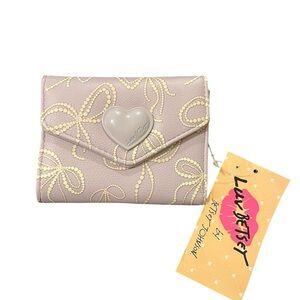 Betsy Johnson lavender Bow Wallet with Heart Detail